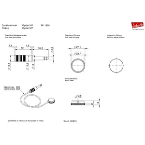 Schaller Oyster S/P (Single/Plug) Passive External Mount Piezo Pickup - NICKEL