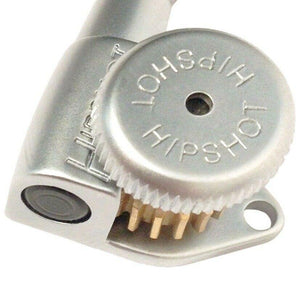 NEW Hipshot Open-Gear 6 in line Locking STAGGERED PEARLOID Buttons, SATIN CHROME