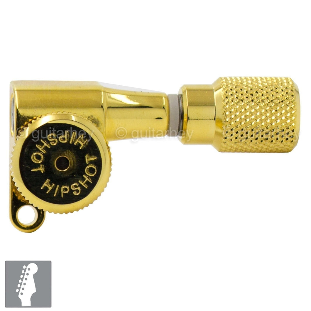 Hipshot 6-In-Line NON-Staggered Closed-Gear Locking Mini Tuners Knurled - GOLD