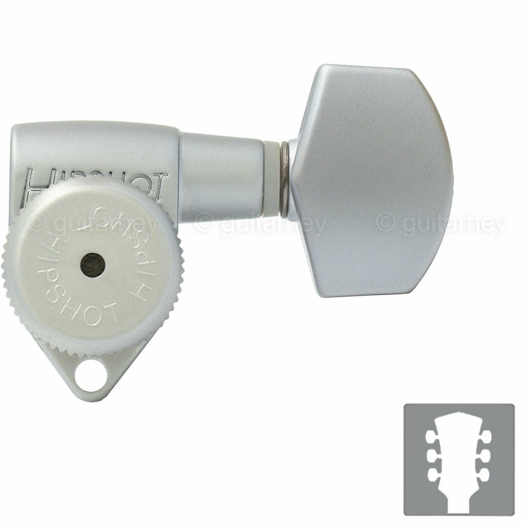 NEW Hipshot Grip-Lock Open-Gear LOCKING Tuners w/ HEX Buttons 3x3 - SATIN CHROME
