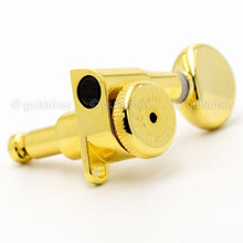 Carregar imagem no visualizador da galeria, NEW Hipshot 6-In-Line STAGGERED Grip-Lock Locking Mini Tuners D05 Keys - GOLD