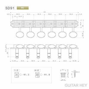 NEW Gotoh SD91-P5R MG Magnum Locking 6-in-line AMBER Buttons Vintage - NICKEL