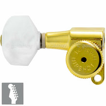 Carregar imagem no visualizador da galeria, NEW Hipshot 6-In-Line STAGGERED w/ PEARLOID Buttons Locking TREBLE SIDE - GOLD