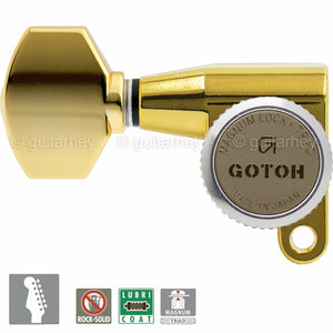 NEW Gotoh SG360-07 MGT 6 In-Line Locking Mini Tuners LEFT-HANDED - GOLD