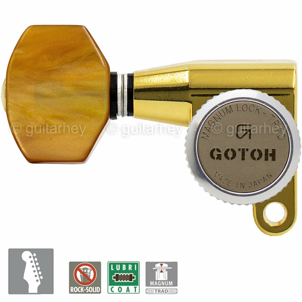 NEW Gotoh SG360-P8 MGT 6 In-Line Locking Mini Tuners LEFT-HANDED, TREBLE - GOLD