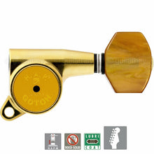 Load image into Gallery viewer, NEW Gotoh SG381-P8 L6 HAPM Set 6 in line Tuners Adjustable Post Height - GOLD
