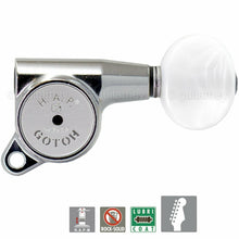 Load image into Gallery viewer, NEW Gotoh SG381-05P1 HAPM 6 in line Tuners Adj. Posts OVAL PEARL Buttons, CHROME