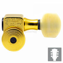 Load image into Gallery viewer, NEW Sperzel Locking Tuners Set L3+R3 PIN Small IVORY Buttons 3x3 - GOLD PLATED