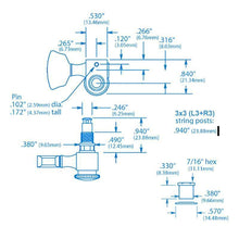 Load image into Gallery viewer, NEW Sperzel Locking Tuners Set L3+R3 PIN Small IVORY Buttons 3x3 - GOLD PLATED