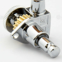 Load image into Gallery viewer, NEW Hipshot Grip-Lock STAGGERED LOCKING TUNERS 6 In Line PEARL Buttons - CHROME