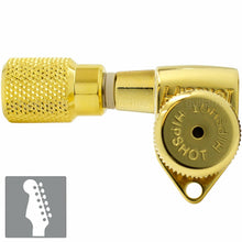 Load image into Gallery viewer, NEW Hipshot 6 inline Open-Gear Grip-Locking STAGGERED Knurled, TREBLE - GOLD