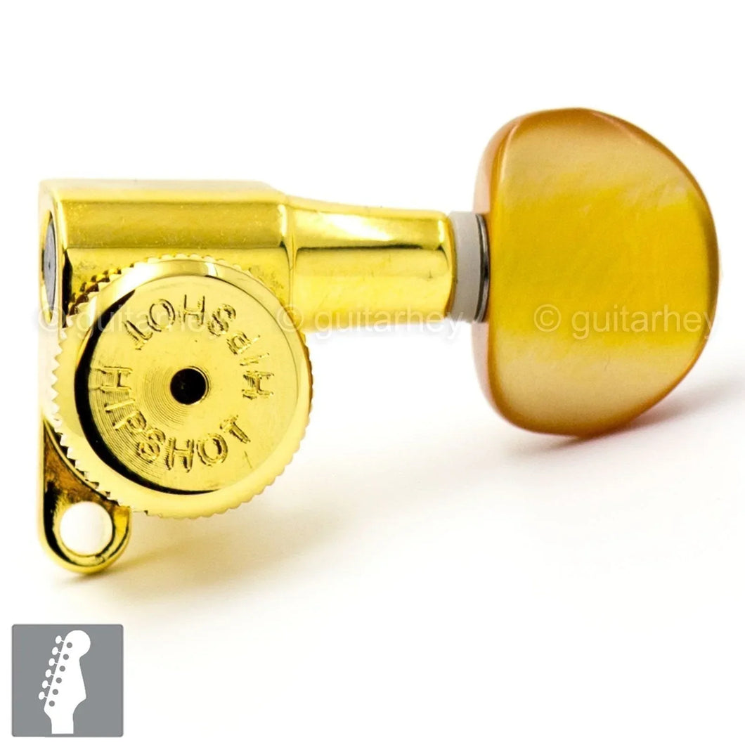 Hipshot 6-In-Line NON-Staggered Closed-Gear Locking Tuners SMALL AMBER - GOLD