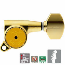 Load image into Gallery viewer, NEW Gotoh SG381-07 HAP 6 in line Adjustable Tuners Set w/ SMALL Buttons - GOLD