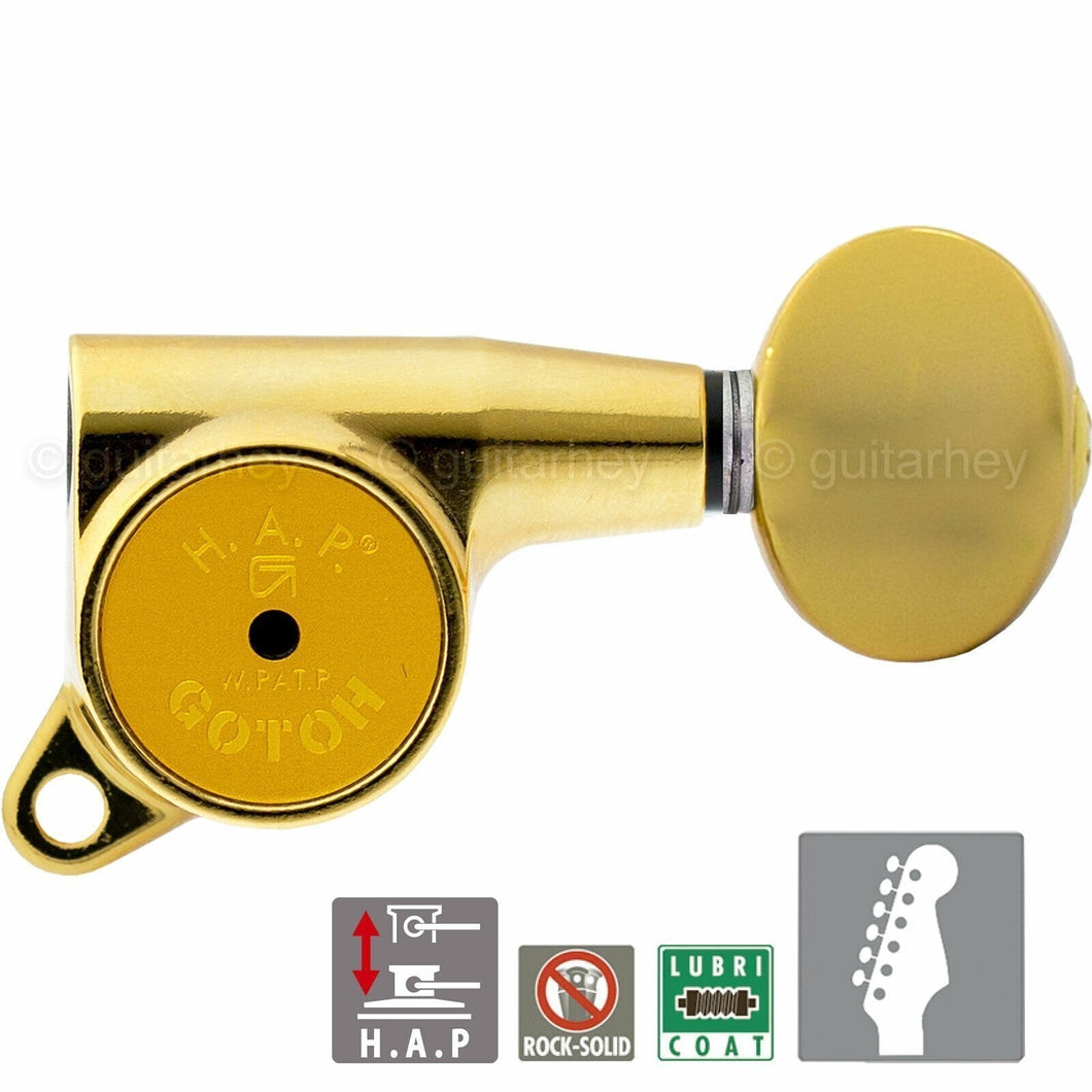NEW Gotoh SG381-05 HAP 6 in line Adjustable Tuners Set w/ OVAL Buttons - GOLD