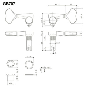 NEW Gotoh GB707 5-String Bass Machine Heads Set L2+R3 TUNERS 2x3 - CHROME