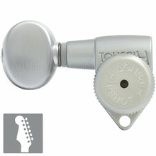 Load image into Gallery viewer, Hipshot LOCKING Tuners 6 in line STAGGERED w/ OVAL Buttons LEFT-Handed SATIN
