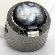 Load image into Gallery viewer, NEW (1) Q-Parts Guitar Knob Black Chrome, ACRYLIC BLACK PEARL on Dome KBD-0049