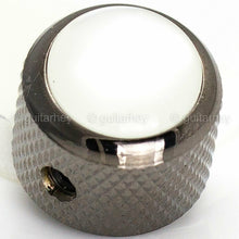 Load image into Gallery viewer, NEW (1) Q-Parts Guitar Knob Black Chrome w/ ACRYLIC WHITE PEARL on Dome KBD-0052