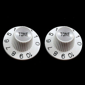 NEW (2) Witch Hat TONE Knobs Import Guitars METRIC 6mm Split Shaft Pots, WHITE
