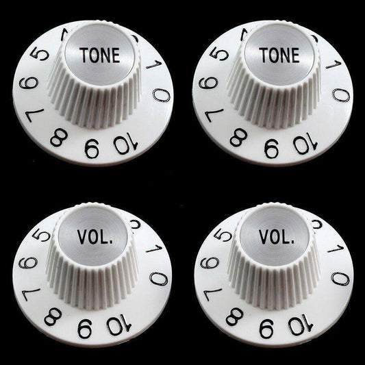 NEW VOLUME & TONE Witch Hat Knobs For 6mm METRIC Split Shaft Pots Import, WHITE