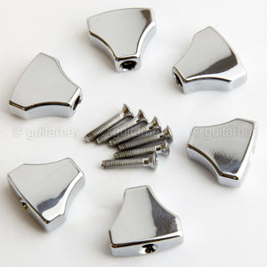 NEW (6) HS Guitar Buttons for Hipshot Tuners fit Grover 102 & 205 - CHROME