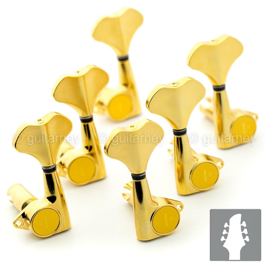 NEW Gotoh GB720 6-String Bass Keys L3+R3 Lightweight Tuners w/ Screws 3x3 - GOLD