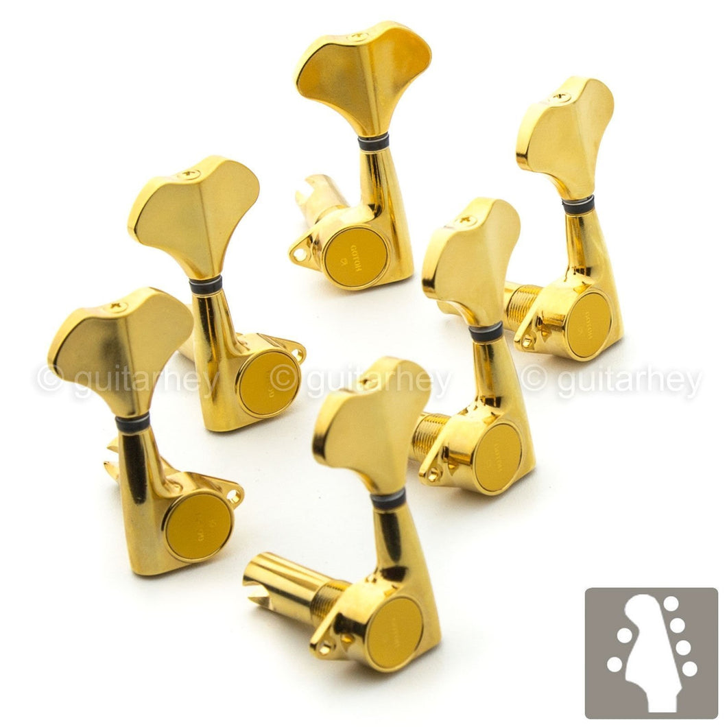 NEW Gotoh GB720 6-String Bass Keys L2+R4 Lightweight Tuners w/ Screws 2x4 - GOLD