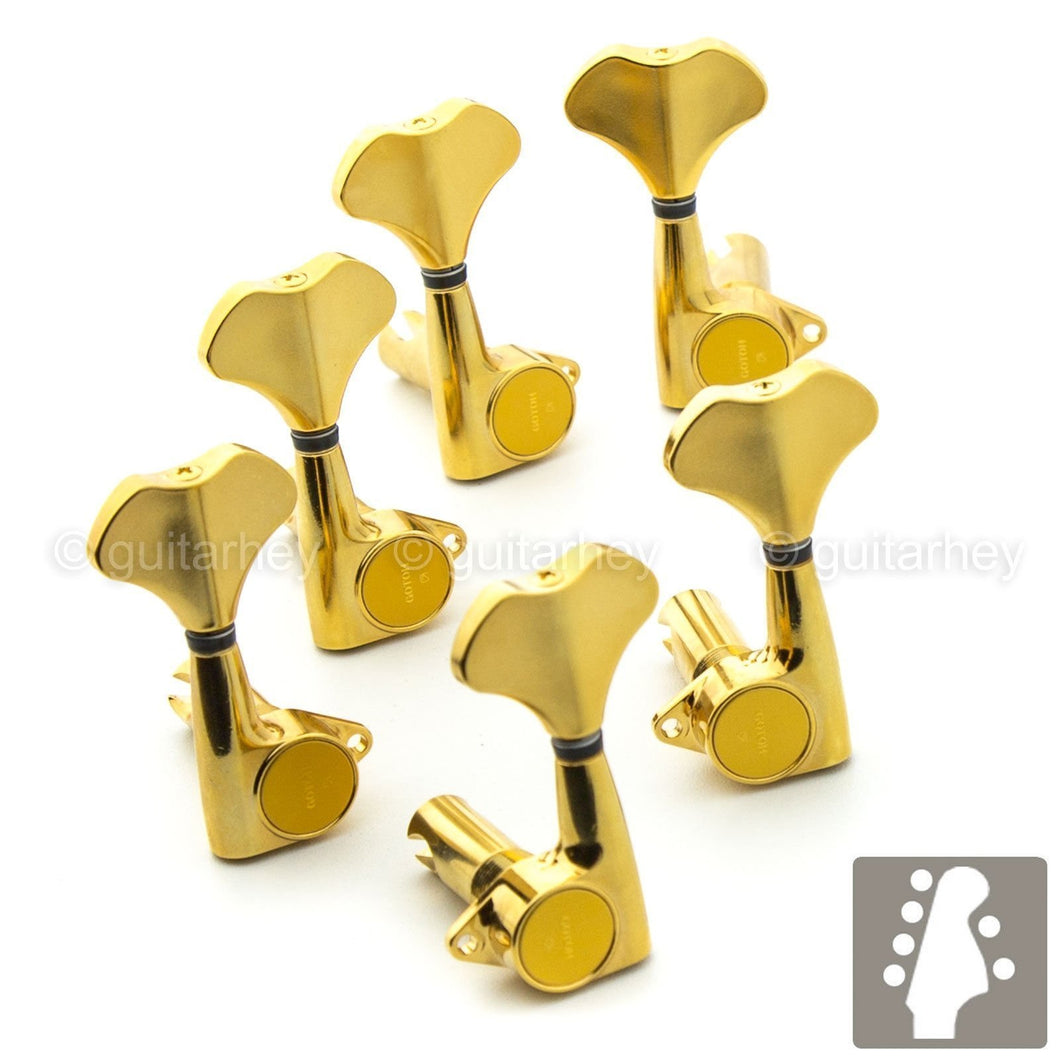 NEW Gotoh GB720 6-String Bass Keys L4+R2 Lightweight Tuners w/ Screws 4x2 - GOLD