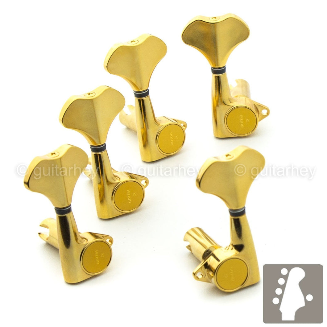 NEW Gotoh GB720 5-String Bass Keys L4+R1 Lightweight Tuners w/ Screws 4x1 - GOLD