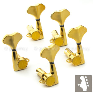 NEW Gotoh GB720 5-String Bass Keys L1+R4 Lightweight Tuners w/ Screws 1x4 - GOLD