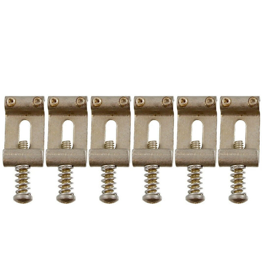 NEW (6) Vintage Style Stamped Bent Saddles For Fender Strat - AGED NICKEL