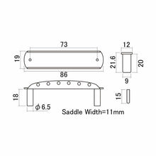 Load image into Gallery viewer, NEW Bridge for Fender Mustang® Guitar 2-7/8&quot; Post 2-3/16 string Spacing - CHROME