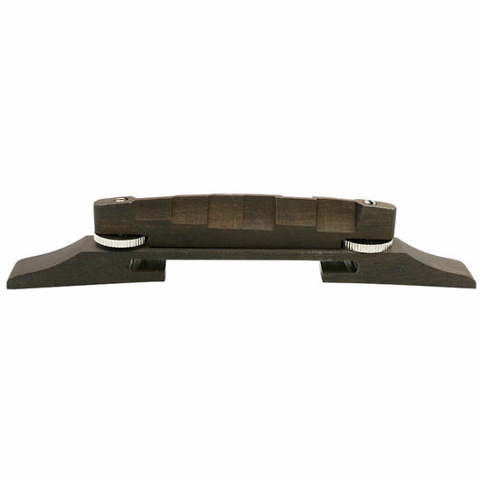 NEW Hollow-Body Archtop Bridge Ebony Unnotched w/ Nickel Thumb Wheel, 138mm Long