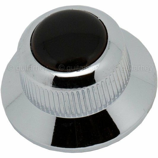 NEW (1) Q-Parts UFO Guitar Knob KCU-0731 w/ Acrylic Black on Top - CHROME
