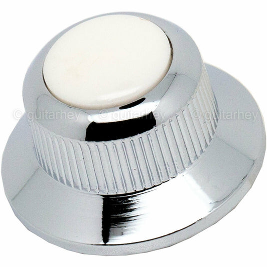 NEW (1) Q-Parts UFO Guitar Knob KCU-0734 w/ Acrylic White on Top - CHROME