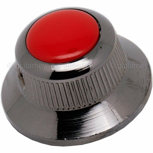 NEW (1) Q-Parts UFO Guitar Knob KBU-0736 w/ Acrylic Red on Top - COSMO BLACK