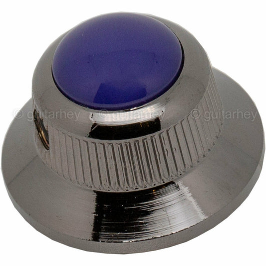 NEW (1) Q-Parts UFO Guitar Knob KBU-0739 w/ Acrylic Blue on Top - COSMO BLACK