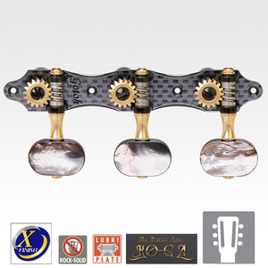 Gotoh KG01-CA Classical Guitar Tuners Real Black Mother of Pearl Buttons X-Gold