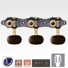Carregar imagem no visualizador da galeria, NEW Gotoh KG01-CA-EN Luxury Classical Guitar Tuners w/ Ebony Buttons X-Gold