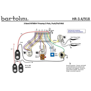 NEW Bartolini HR-3.4/918 Active Pre-Wired Harness NTMB+F Preamp 5 Pots, 1 Toggle