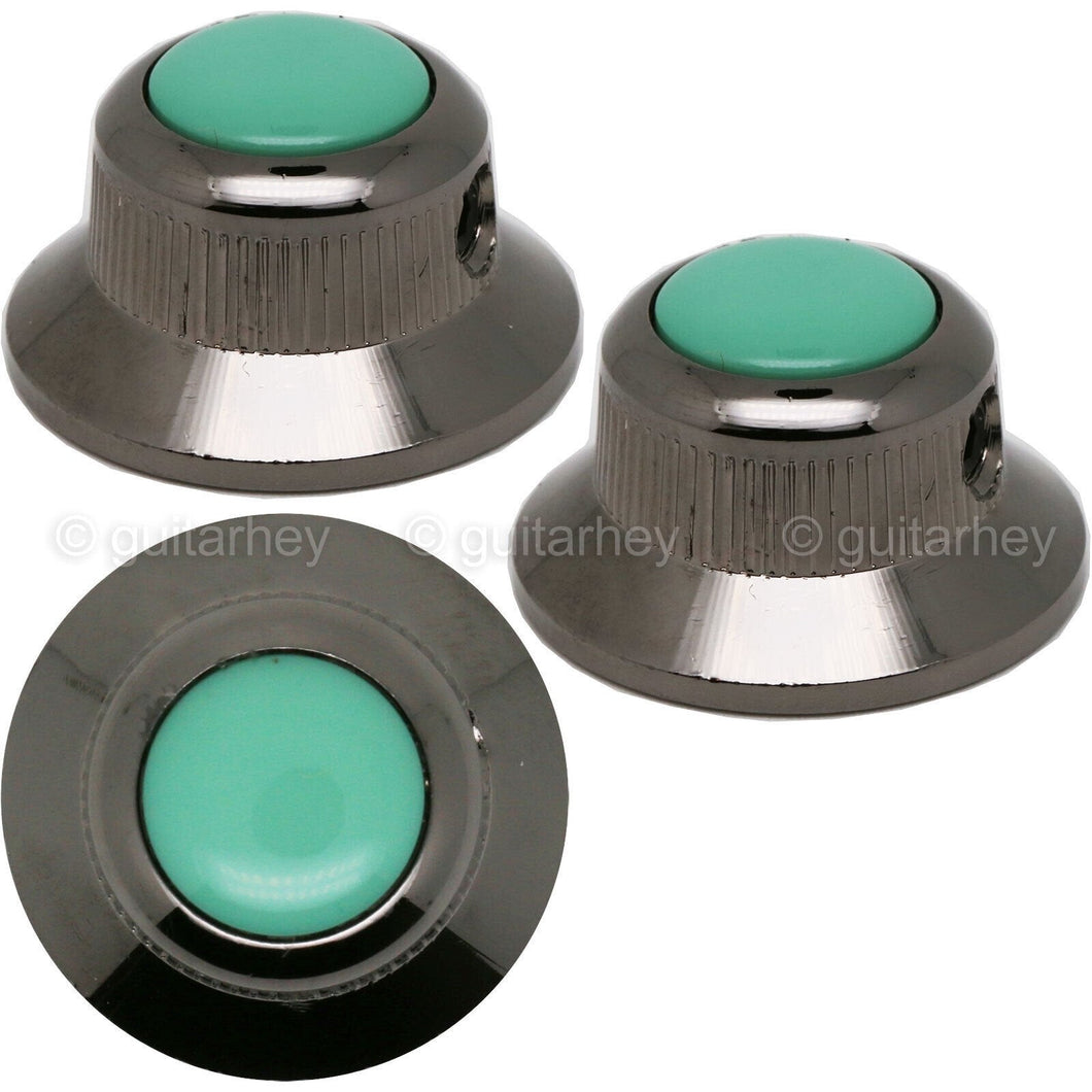 NEW (3) Q-Parts UFO Guitar Knobs KBU-0742 Acrylic Teal on Top - COSMO BLACK