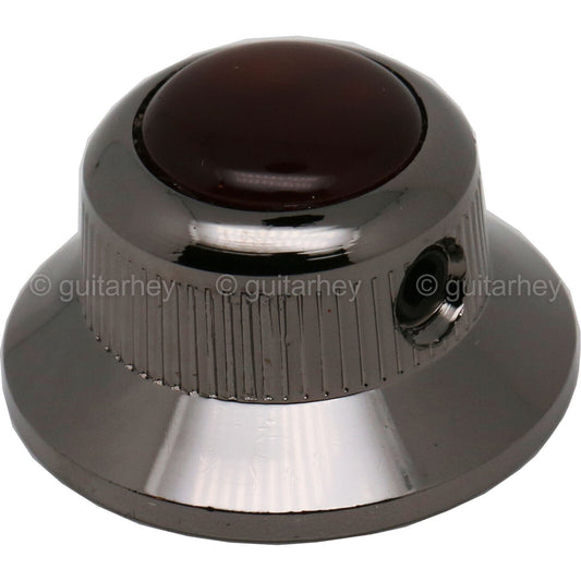 NEW (1) Q-Parts UFO Guitar Knob KBU-0760 Acrylic Brown Pearl on Top COSMO BLACK