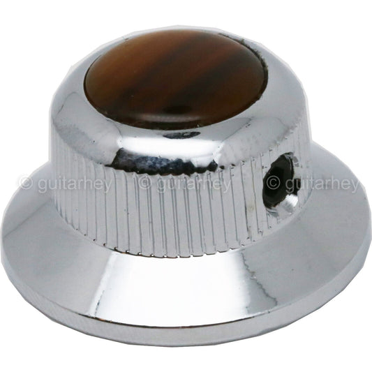 NEW (1) Q-Parts UFO Guitar Knob KCU-0746 Acrylic Tortoise on Top - CHROME