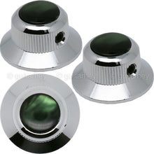 Load image into Gallery viewer, NEW (3) Q-Parts UFO Guitar Knobs KCU-0764 Acrylic Green Pearl on Top - CHROME