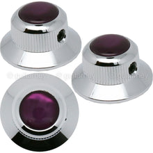 Load image into Gallery viewer, NEW (3) Q-Parts UFO Guitar Knobs KCU-0767 Acrylic Purple Pearl on Top - CHROME