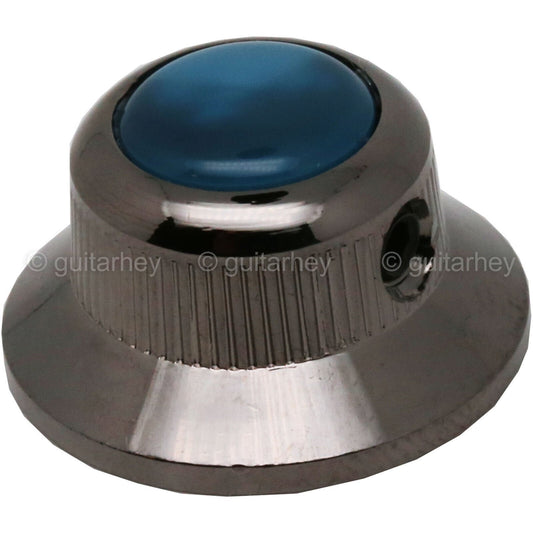NEW (1) Q-Parts UFO Guitar Knob KBU-0769 Acrylic Aqua Pearl on Top COSMO BLACK