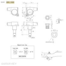 Load image into Gallery viewer, NEW Gotoh SG381-M07 MG 6 in Line Set LOCKING Tuners IVORY Buttons - GOLD