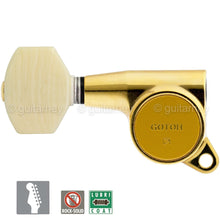 Load image into Gallery viewer, NEW Gotoh SG381-M07 6 in Line Set Tuners IVORY Style Buttons LEFT-HANDED - GOLD
