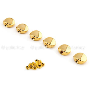 NEW Small Oval Shape Buttons Set of 6 for Gotoh Tuners Keys w/ Screws - GOLD #05