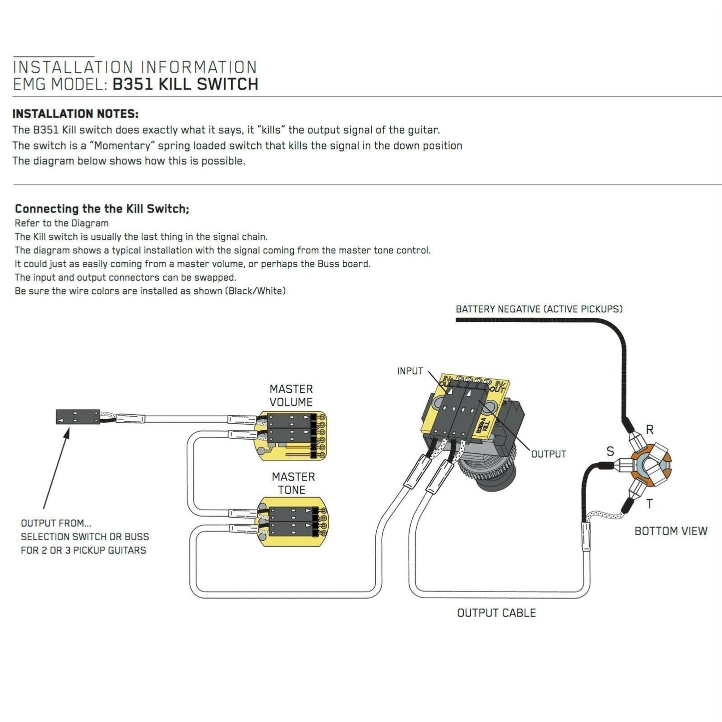 EMG TKO Kill Switch Momentary Off (on) Push Button Switch for Solderless Pickups